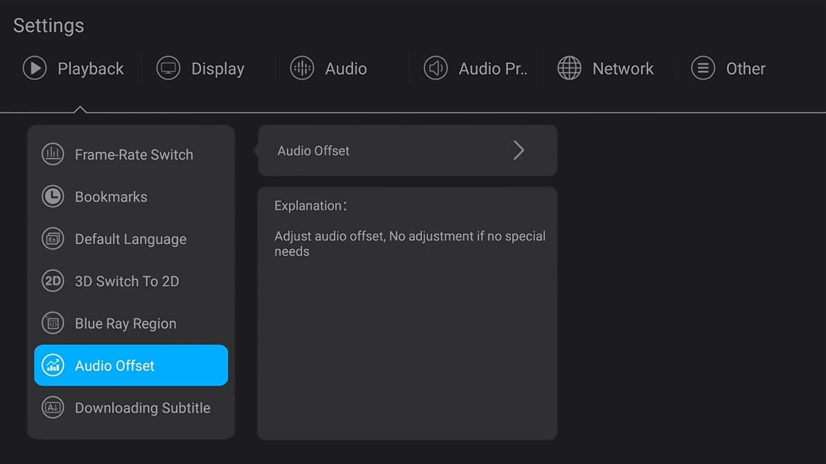 Zidoo X20 Pro - Nastavení přehrávání