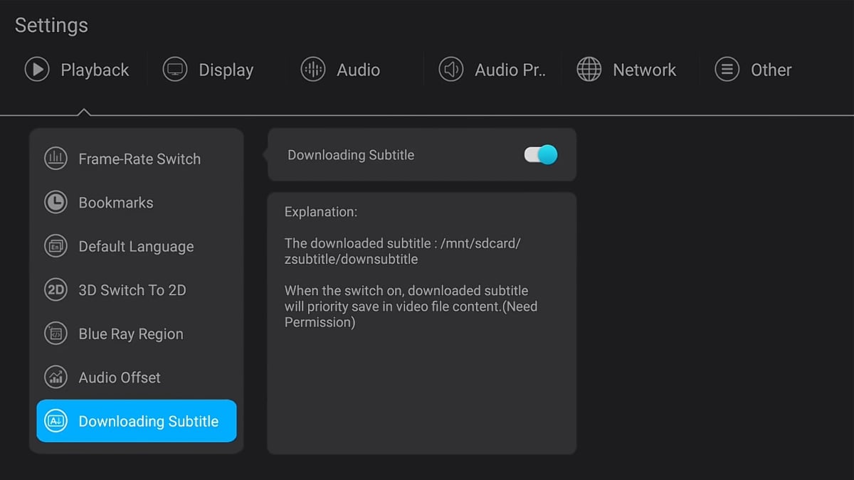 Zidoo X20 Pro - Nastavení přehrávání