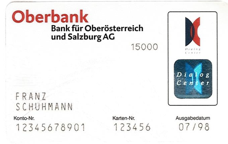 Platební karta Oberbank.