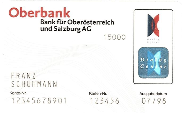 Platební karta Oberbank.