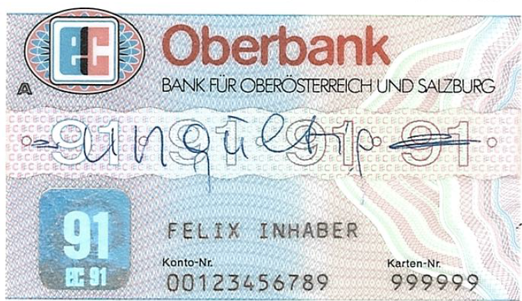 Platební karta Oberbank.