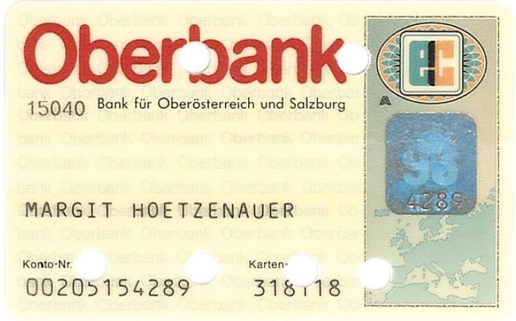 Platební karta Oberbank.