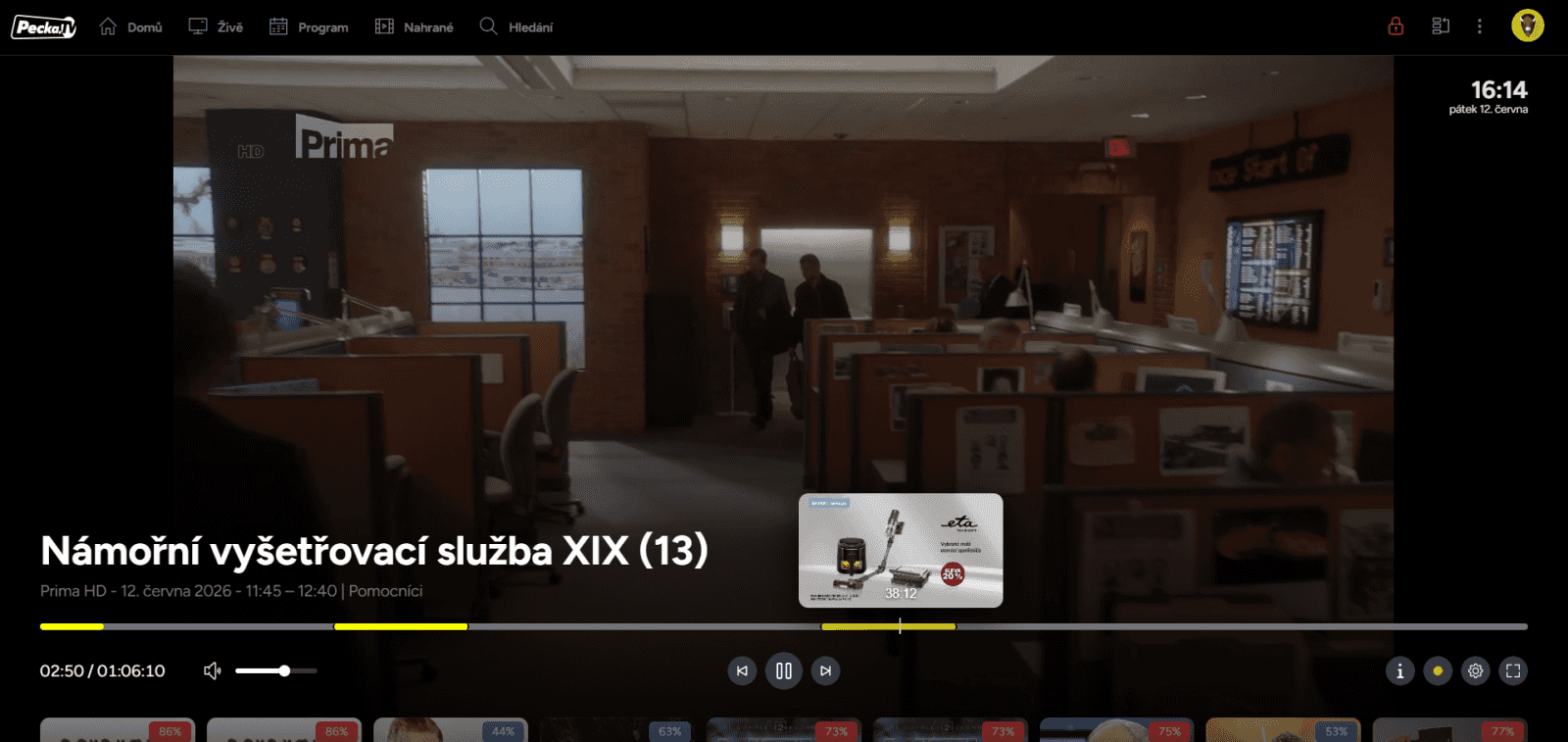 Přetáčení reklam na stanicích skupiny Prima ve službě Pecka.TV