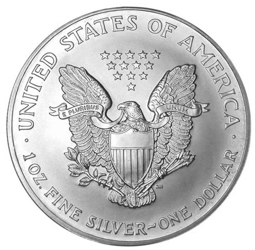 Stříbrná investiční mince Eagle. 1 OZ, 1 dolar, USA