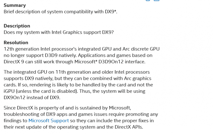 Článek o podpoře DirectX 9 na GPU Intelu