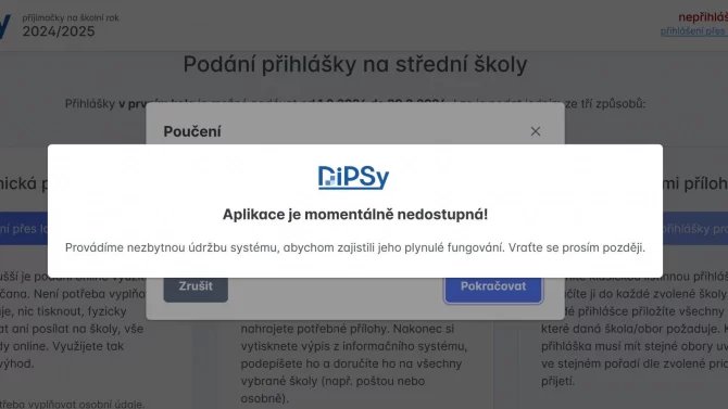 DiPSy - výpadek
