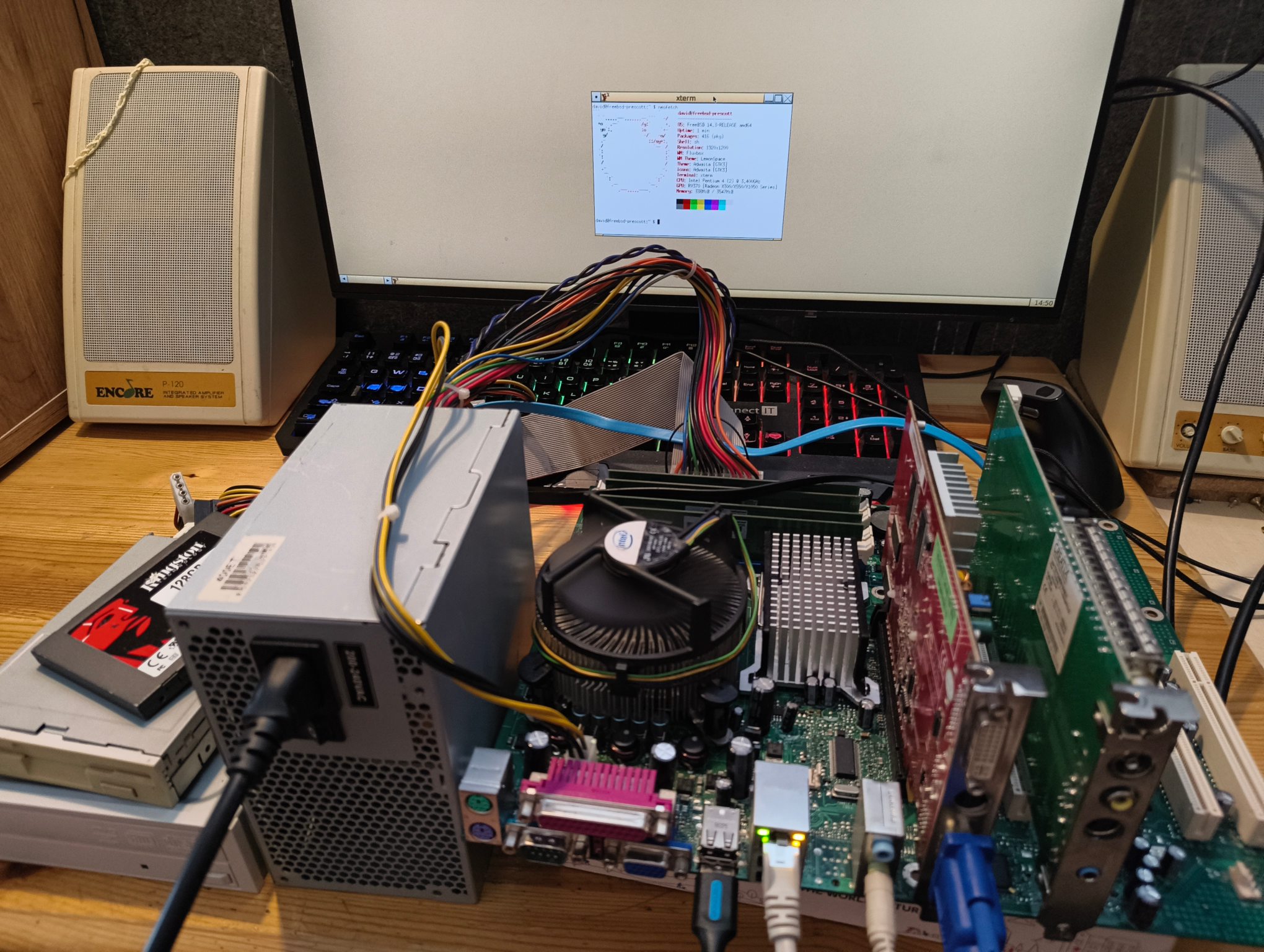 FreeBSD 14.3 s Fluxbox a Pentium 4 + Radeon X550 v roce 2025