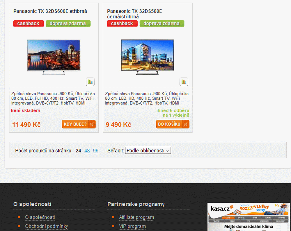 Kasa.cz - prodejní akce TV Panasonic DVB-TT2 HEVC