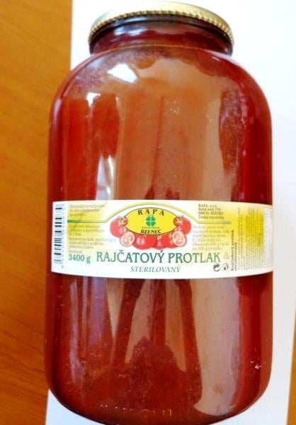 Výrobna RAPA, Bzenec: RAJČATOVÝ PROTLAK STERILOVANÝ - výrobek byl vyroben z méně než polovičního množství rajčat, než bylo uvedeno na obale