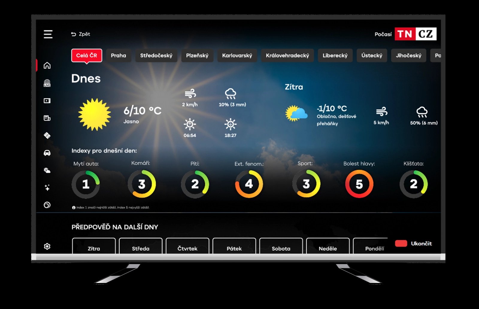 Ukázky zpravodajské aplikace TV Nova v prostředí hybridního vysílání na chytrých televizorech