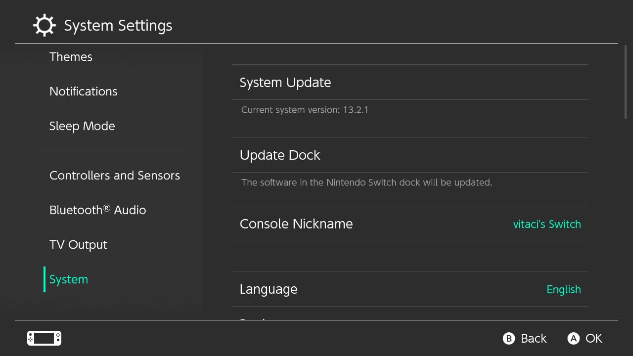 Nintendo Switch prostředí