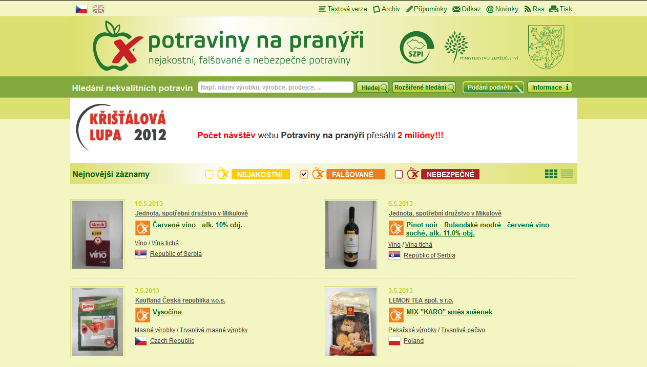 Nový web veterinářů o kontrolách potravin: Mapy SVS