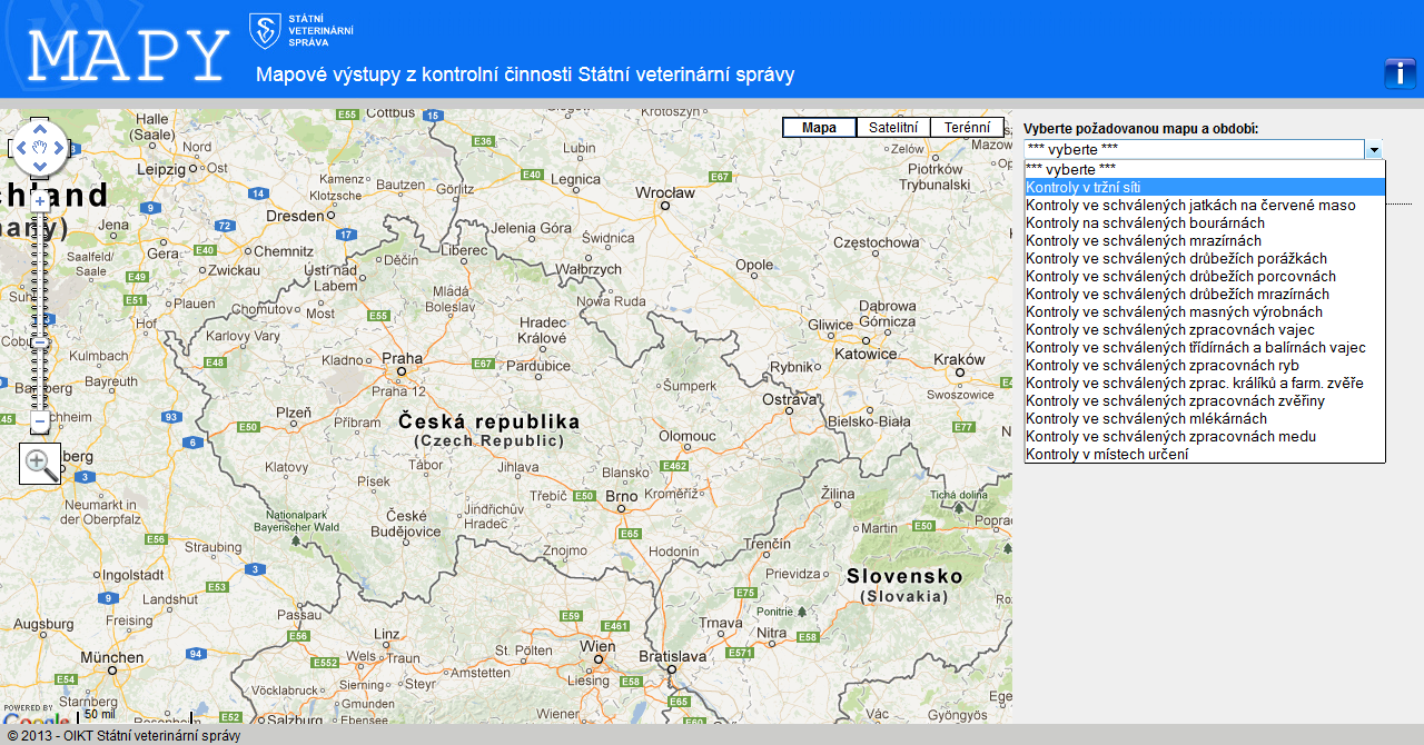 Nový web veterinářů o kontrolách potravin: Mapy SVS