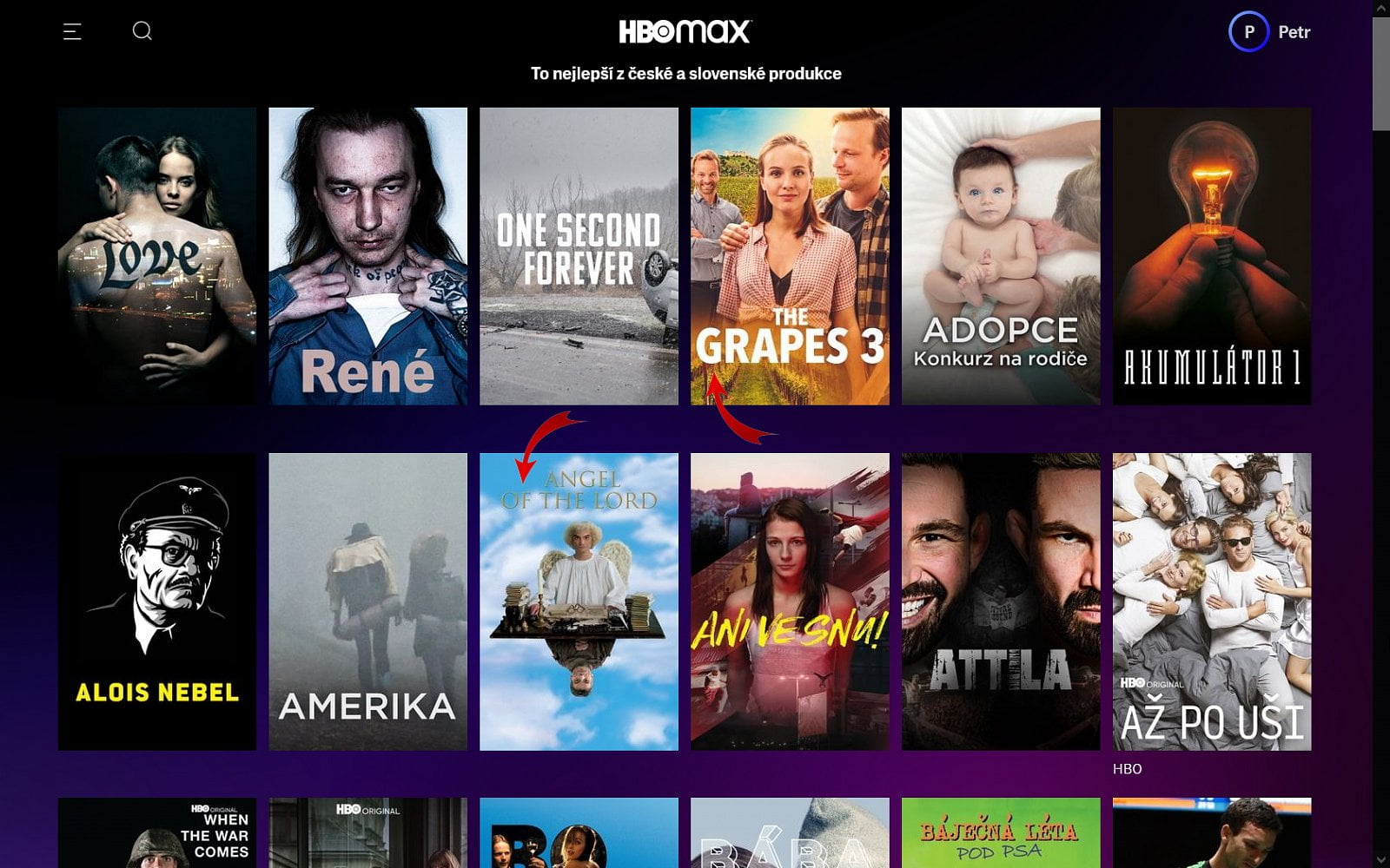 České filmy mají anglické náhledy.