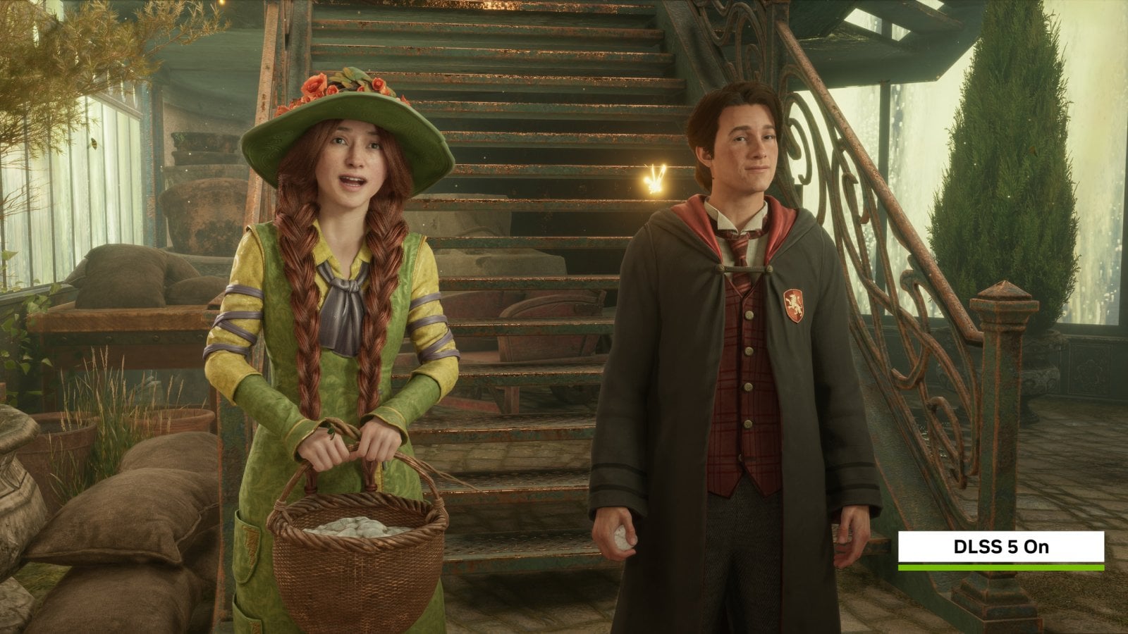 DLSS 5 v Hogwarts Legacy (oficiální snímky Nvidie)