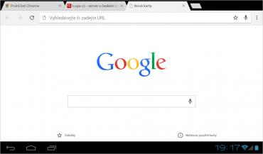 Google Chrome na tabletu se systémem Android 4.0.