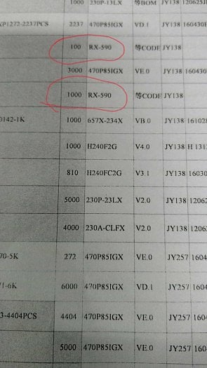 Údajný dokument dokládající přípravy Radeonu RX 590 (Zdroj: Baidu)
