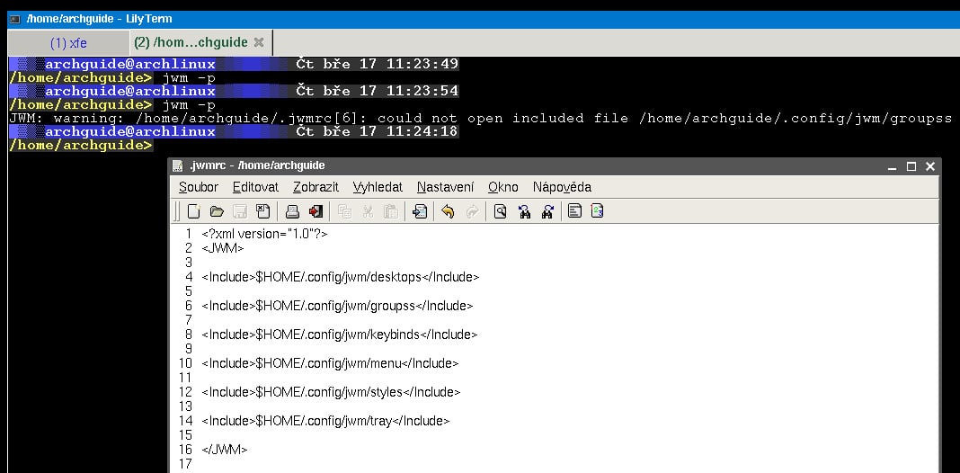 Arch: konfigurace JWM