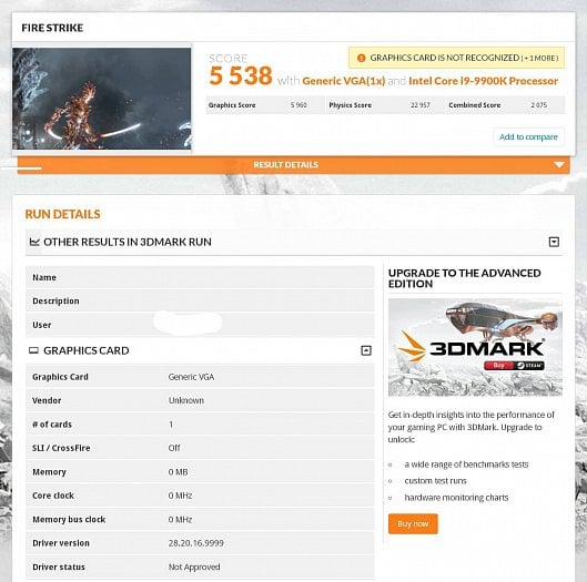 Grafika Intel Xe DG1 v testu 3DMark Fire Strike