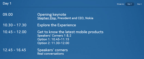 Nokia World - agenda