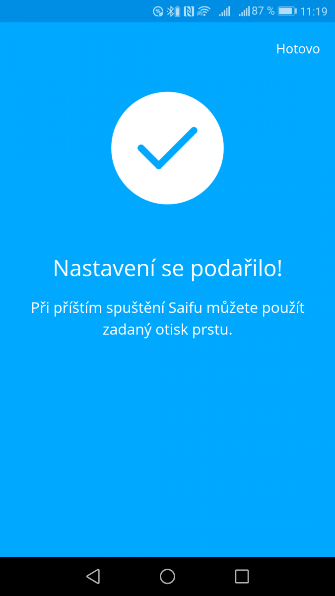 Nastavení je v pořádku, následuje aktivace karet.