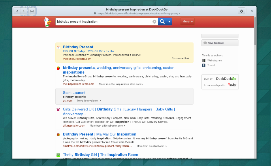 Webový prohlížeč integrovaný do Gnome má nový vzhled, vylepšeného správce stahování, předělané dialogy a lepší chybové stránky.