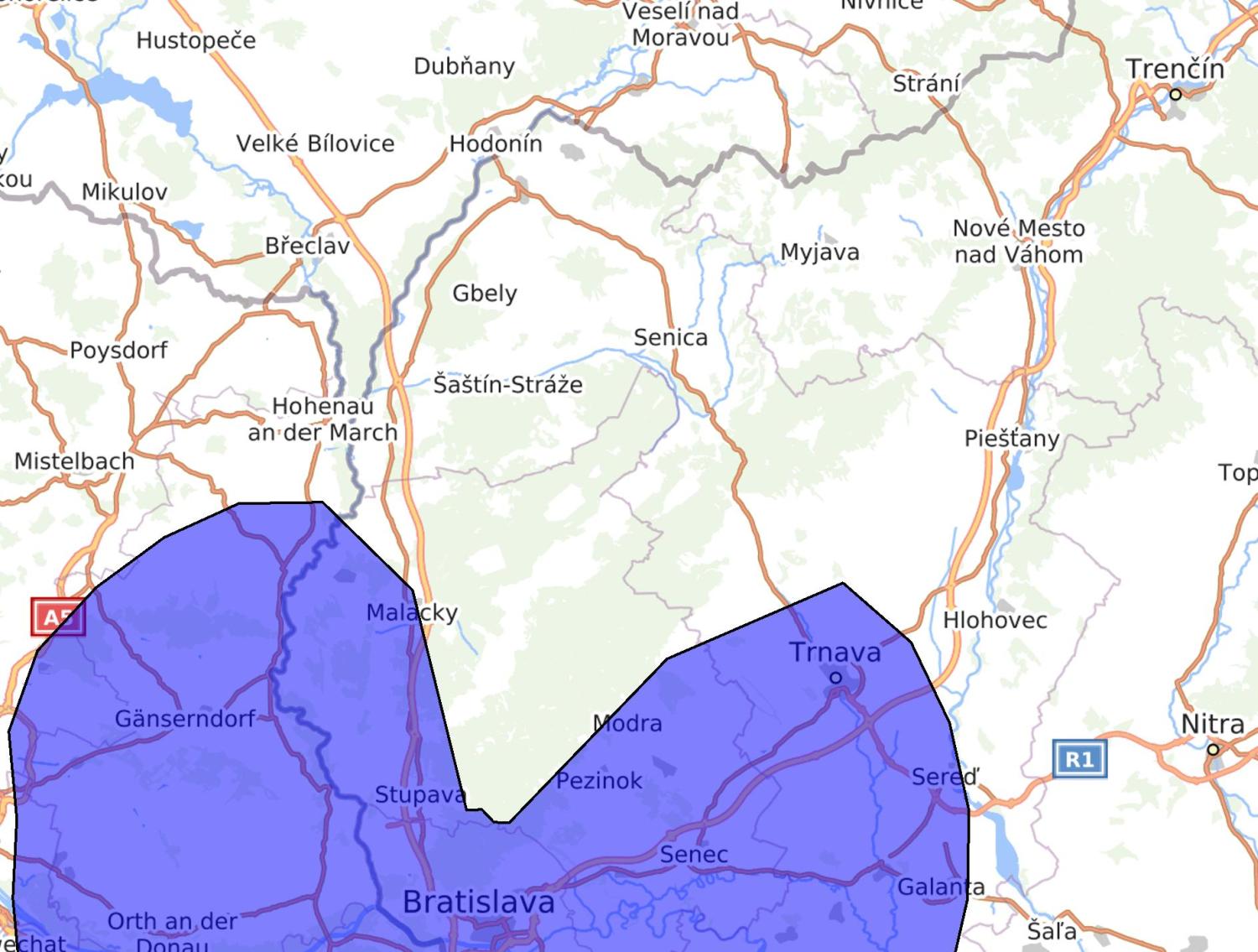 Kamzík pokrytí - Towercom_DAB