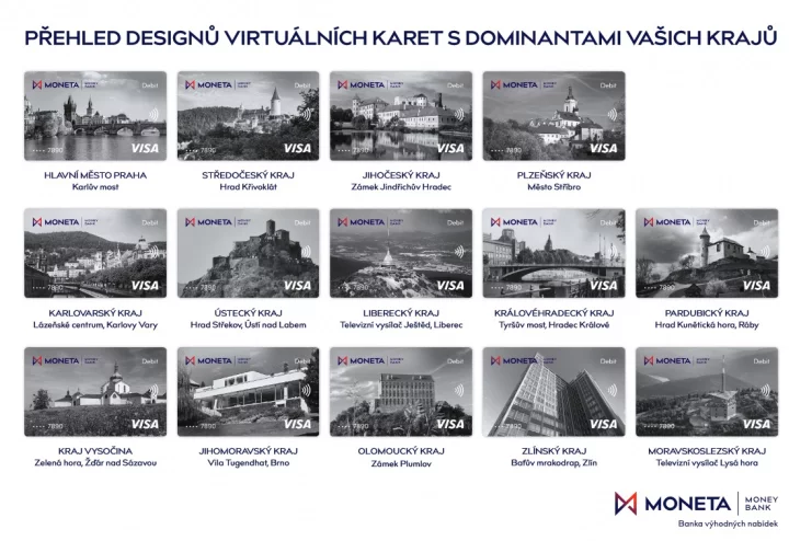 Nové vizuály virtuálních karet od Moneta Money Bank