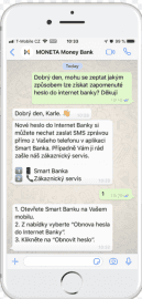 Komunikace s bankou přes WhatsApp.