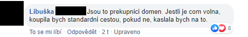 Facebooková diskuze o e-mailu s nabídkou koupě domény