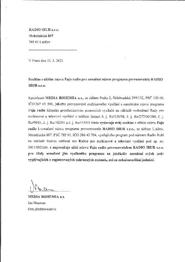 Žádost o přejmenování Radia Rubi