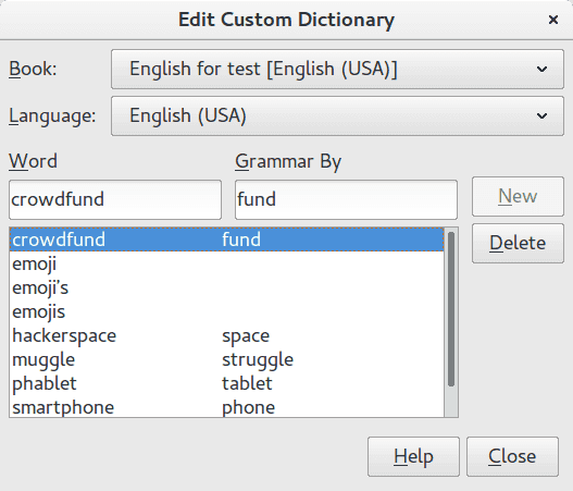 uživatelský slovník
