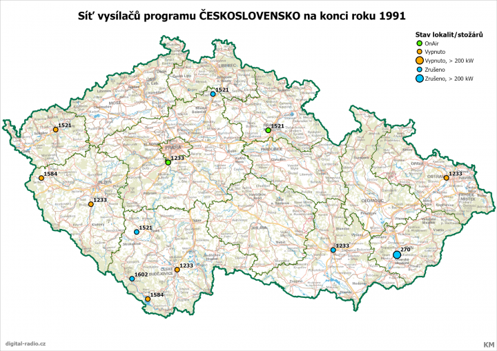 Síť AM vysílačů rozhlasové stanice Československo