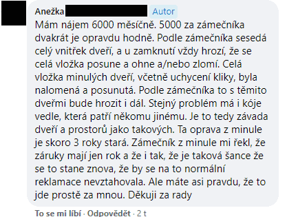 Zkušenosti podnikatelů s nájmy a opravami na sociálních sítích