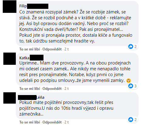 Zkušenosti podnikatelů s nájmy a opravami na sociálních sítích