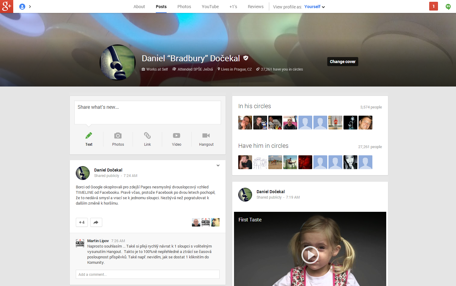 Google+ nový vzhled 2013/05