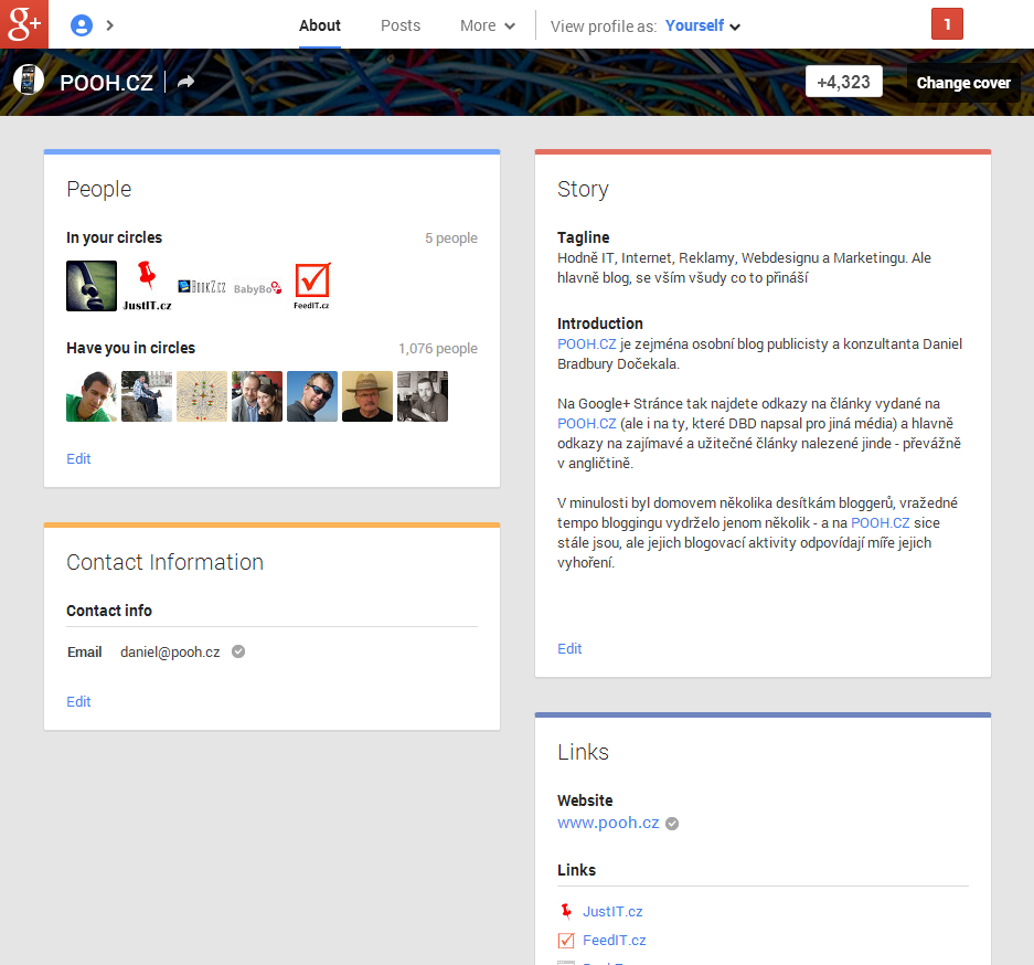 Google+ nový vzhled 2013/05