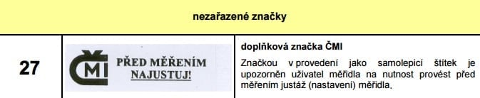 Oficiální značení po kontrole a ověření vah.