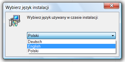 Volba jazyka pro instalaci.