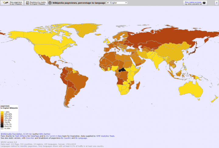 Angličtina je na Wikipedii jazykem č. 1