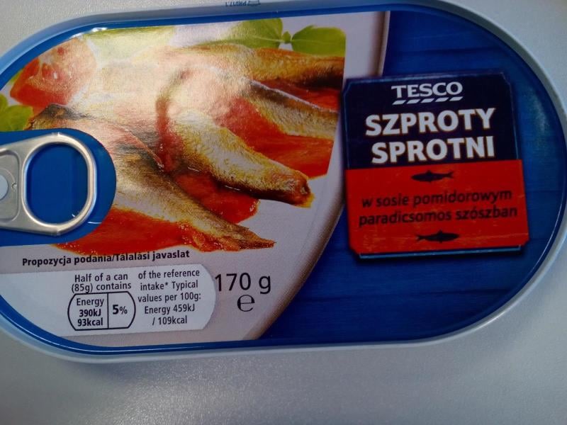 Velkoobchod Yusen Logistics, Jažlovice: Tesco šproty v rajčatové omáčce - výrobek z Polska obsahoval méně masa, než bylo deklarováno na obale