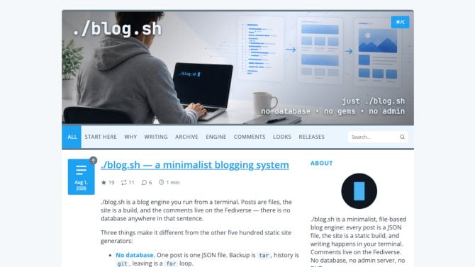 ./blog.sh: blogovací engine, kterému stačí terminál