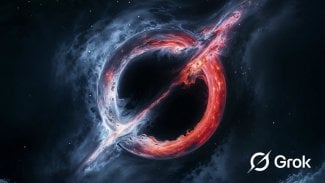 Logo velkého jazykového modelu Grok AI zobrazující černou díru