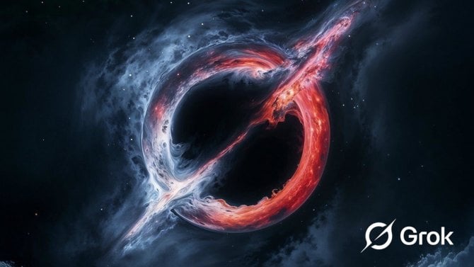 Logo velkého jazykového modelu Grok AI zobrazující černou díru