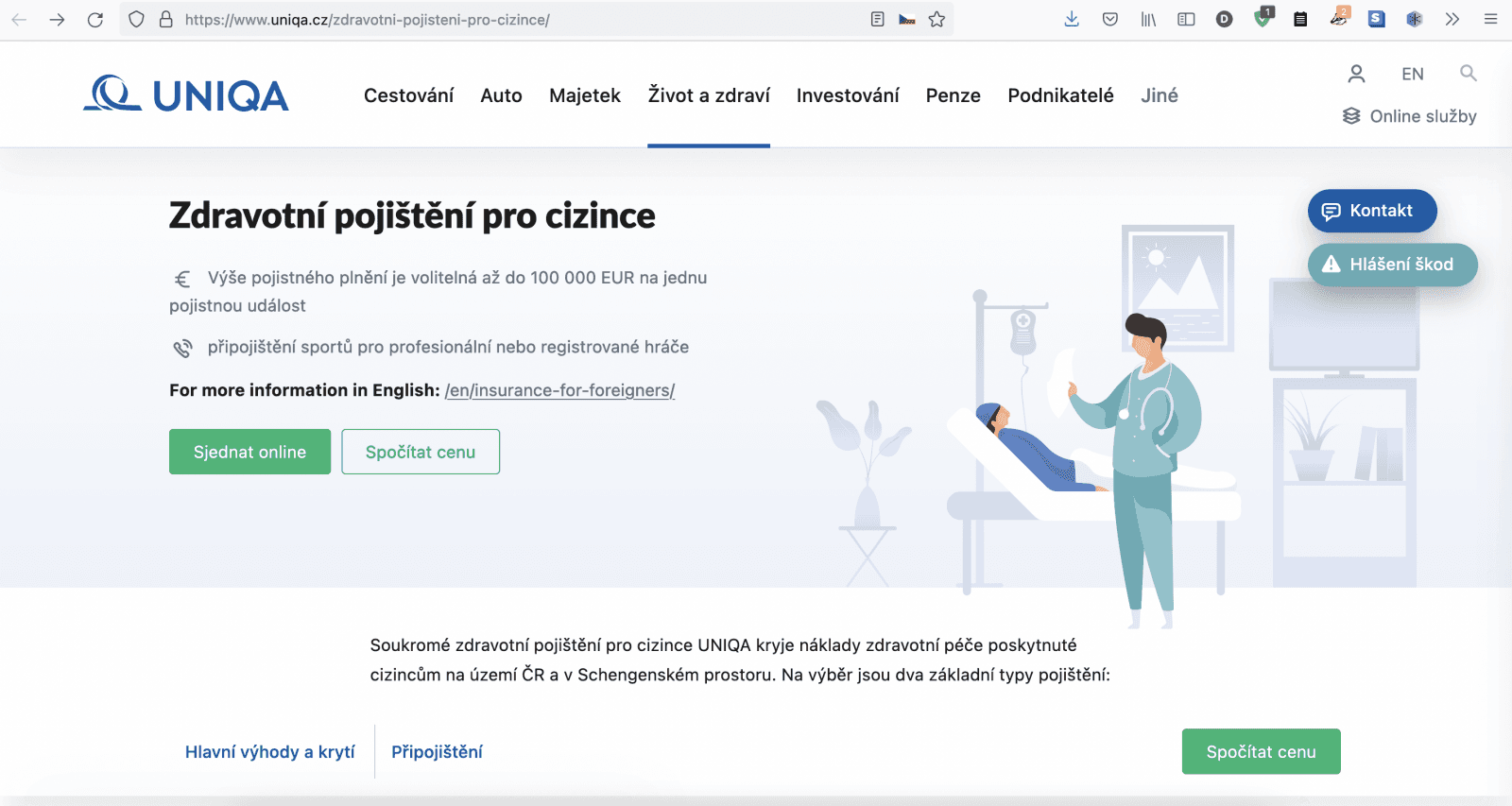UNIQA pojišťovna. Online pojištění ciziců (16. 9. 2021)
