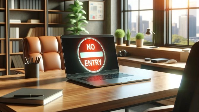 Zákaz, zákaz webu, notebook