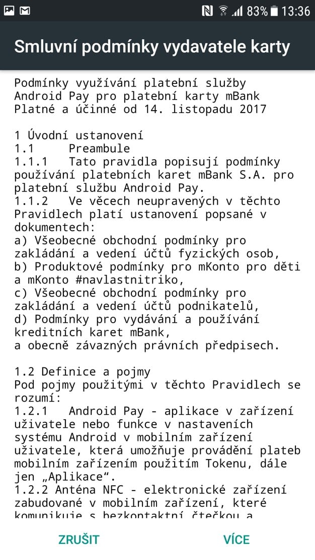 mBank a její platební karty v Android Pay. (14. 11. 2017)