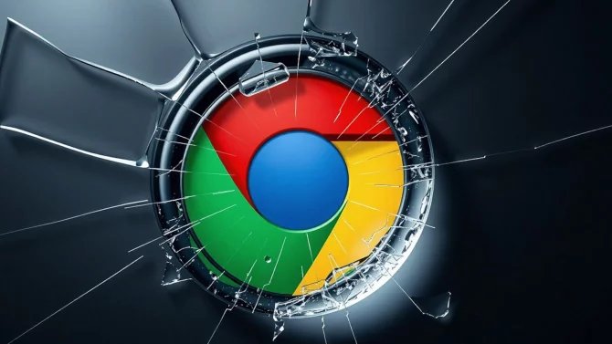 Chrome logo prasklé
