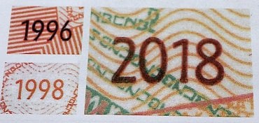 Letopočet vydání emisí bankovek.