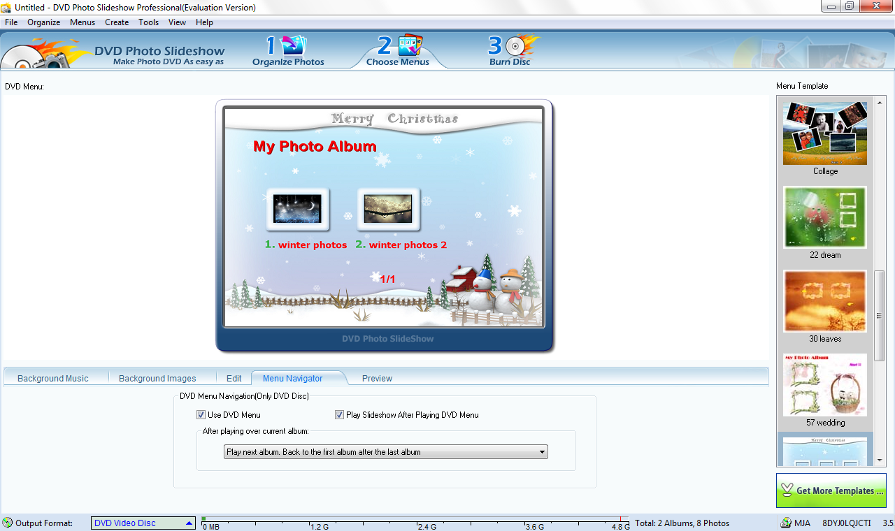 <p>Vytváříte-li z fotek dvd, můžete si samozřejmě vybrat i vhodné menu</p>